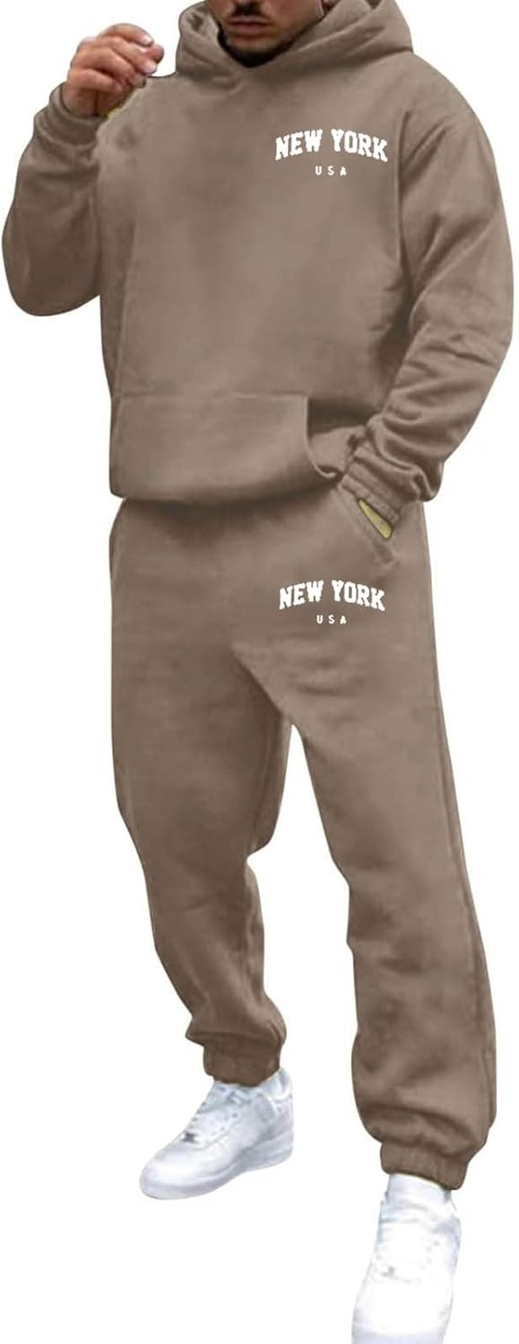 Tracksuit Mens Full Set Activewear Casual Jogging Suits Sets 2 Piece Long Sleeve Hooded Sweatshirt and Sweatpants Sport Gym Athletic Sweatsuits Track Suits for Men UK