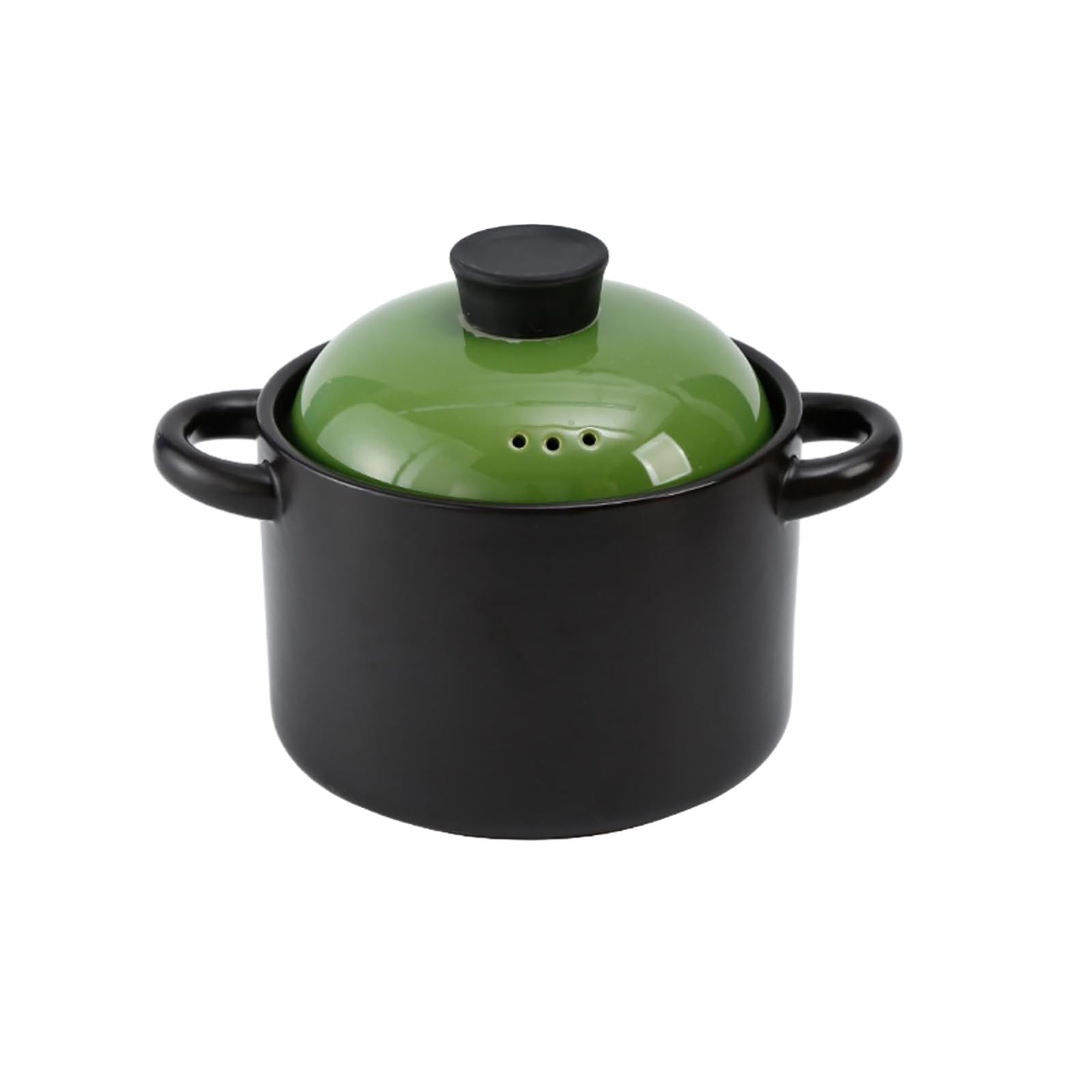 Casserole en céramique avec couvercle = faitout domestique binaural haute température vert -3.6L rond