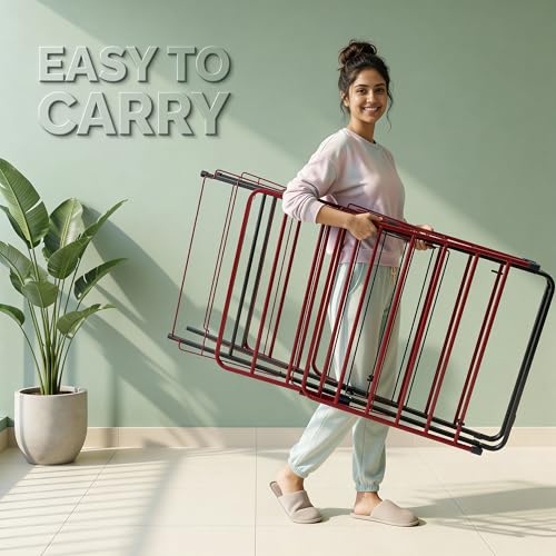 Image of Minky Extra Large Heavy Duty Cloth Drying Stand | 56-Inch Wide Multi-Wing Foldable Clothes Airer | 24 Rods High Load Bearing Metal Rack with Powder-Coated Rust Resistance