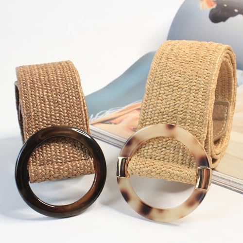 Straw Woven Elastic Belt for Women Wide Stretch Waist Belts4