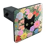 Graphics and More Black Cat Hiding in Spring Flowers Tow Trailer Hitch Cover Plug Insert