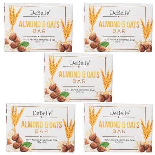 Image of DeBelle Almond & Oats Natural Handmade Soap Combo of 5(100 gm each) | Moisturizing, Exfoliating & Gentle for All Skin Types