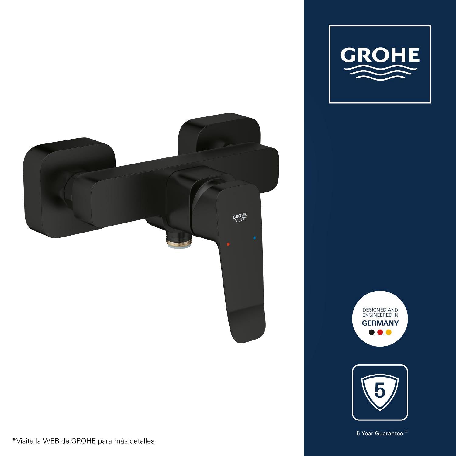 GROHE DICE Grifo de ducha monomando expuesto Montaje en pared Negro Mate