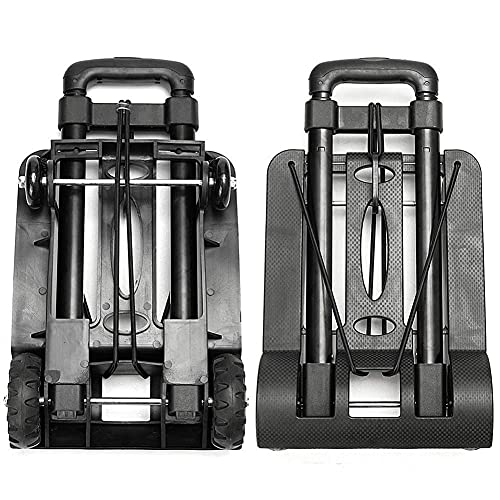 Carretilla de mano plegable de 4 ruedas y plataforma resistente de 165 lbs para almacén 8