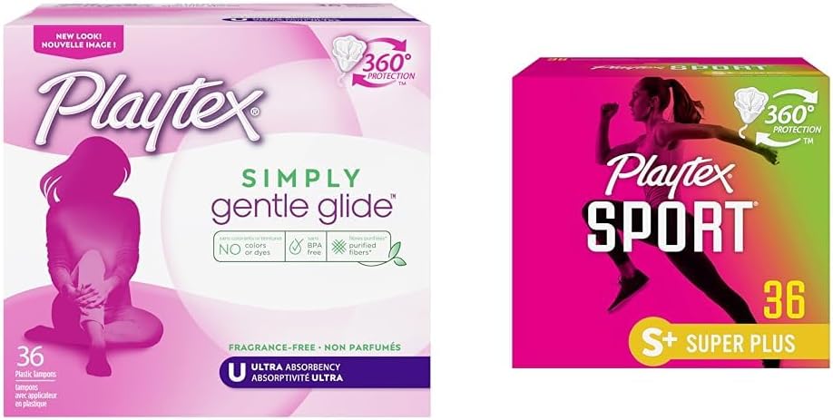 Playtex Simply Gentle Glide Tampons 36ct & Playtex Sport Tampons 36ct Bundle