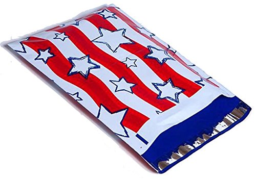 10x13 Red, White, & Blue Stars and Stripes Designer Poly Mailers Shipping Envelopes Boutique Custom Bags (100)