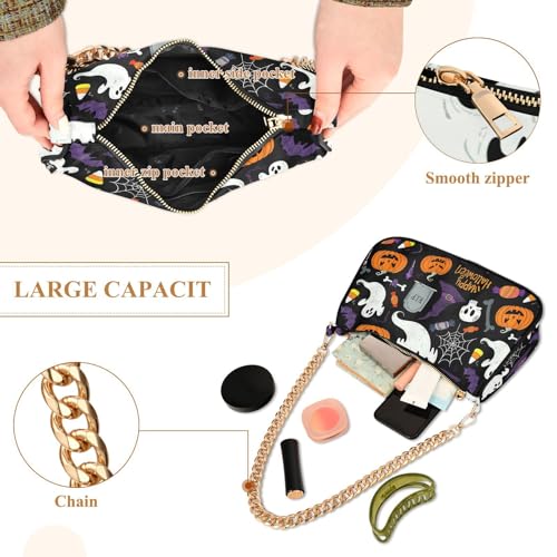 Halloween Elements Shoulder Bag for Women, Handbag with Chain Strap, Soft Purse Tote Bag for Ladies4
