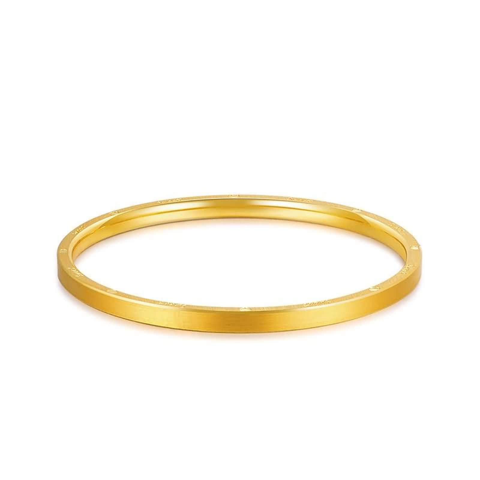 Gualiy Elegante pulsera de oro amarillo de 18 quilates para mujer, pulsera grabada con patrón aleatorio, 6 inch, Oro amarillo, No es una piedra preciosa