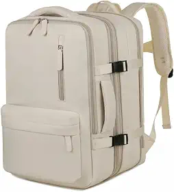 Mochila Casual Viagem Mochila Executiva Grande Expansível para Notebook Compacta, Unissex, Reforçada, Escola, Mala de Mão, Trabalho, Escritório, Academia, Moderna Viral Com USB, PREMIUM (Bege)