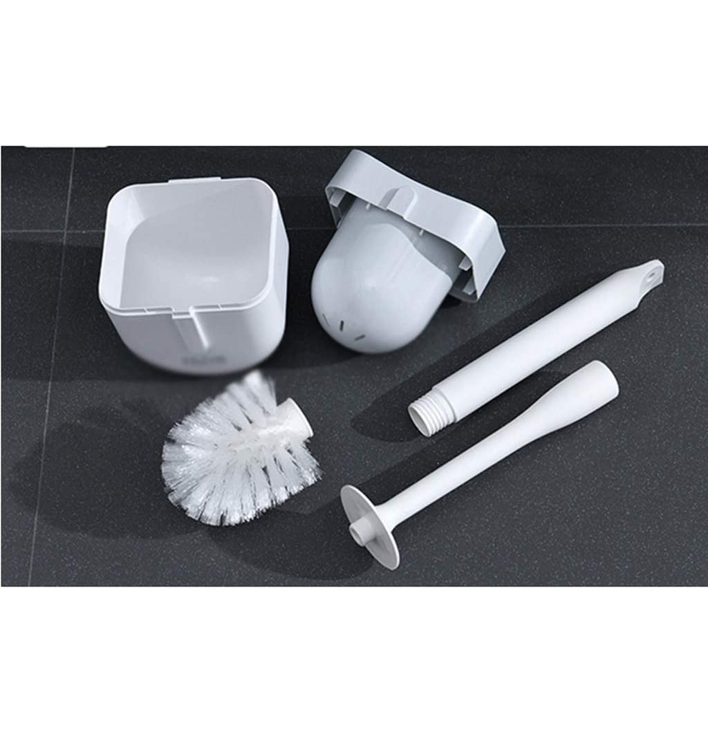 Juego de escobilla de inodoro para montaje en pared, sin taladro, herramienta de limpieza de baño con soporte, kit de cepillo de limpieza de inodoro gris para una fácil higiene y diseño de ahorro de