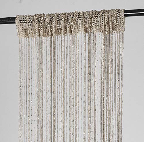 1 Piece Rod Pocket Decorative Door String Curtain Wall Panel Fringe Room Divider Blind Divider Tassel Screen Window Treatment Decor for Teenage Girls Bedroom Seguin Doorway Beads(4016-TEAL.)