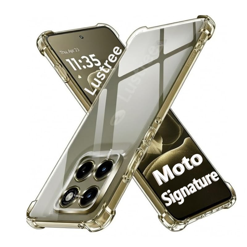 Image of Lustree Back Cover Transparent Case Compatible with Motorola Moto Signature 5G | Clear TPU Shockproof Case with Four Corner Protection & Raised Camera Guard | Slim Protective Cover