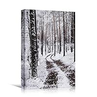Canvas Wall Art Winter Trees Cool Dramatic Forest Multicolor Nature Photography Rustic - 12x18 inches