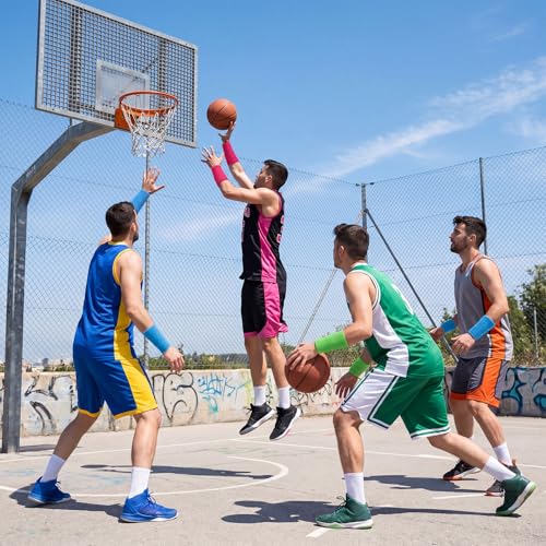 Image of WILLBOND 6 Inch Wrist Sweat Bands for Men Women Tennis Elastic Athletic Long Sweatband Wrist Absorbent for Basketball Tennis Running Outdoor Activity