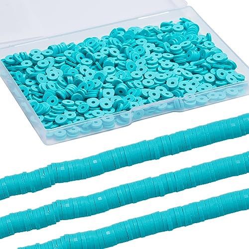 SUNNYCLUE 1 Box 1000Pcs+ Clay Green Beads Clay Heishi Beads 6mm Polymer Clay Beads Vinyl Heishi Bead Bulk Clay Polymer Beads Spacer Loose Beads for jewellery Making DIY Bracelets Necklace Supplies