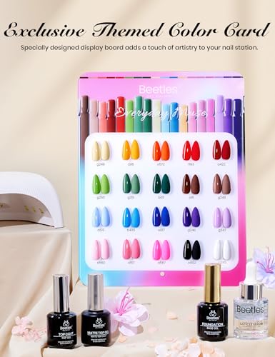 Image of Beetles Summer Gel Polish Set - Everyday Muse Collection, 20 Colors 15ML Full Size Pink Blue Bright Gel with Base Top Coat Trendy Uv LED Lamp Salon DIY Nails Gifts for Women | Everyday Muse includes 20 full-size 15ml gel colors with base and top coat, cure with a UV /LED lamp..