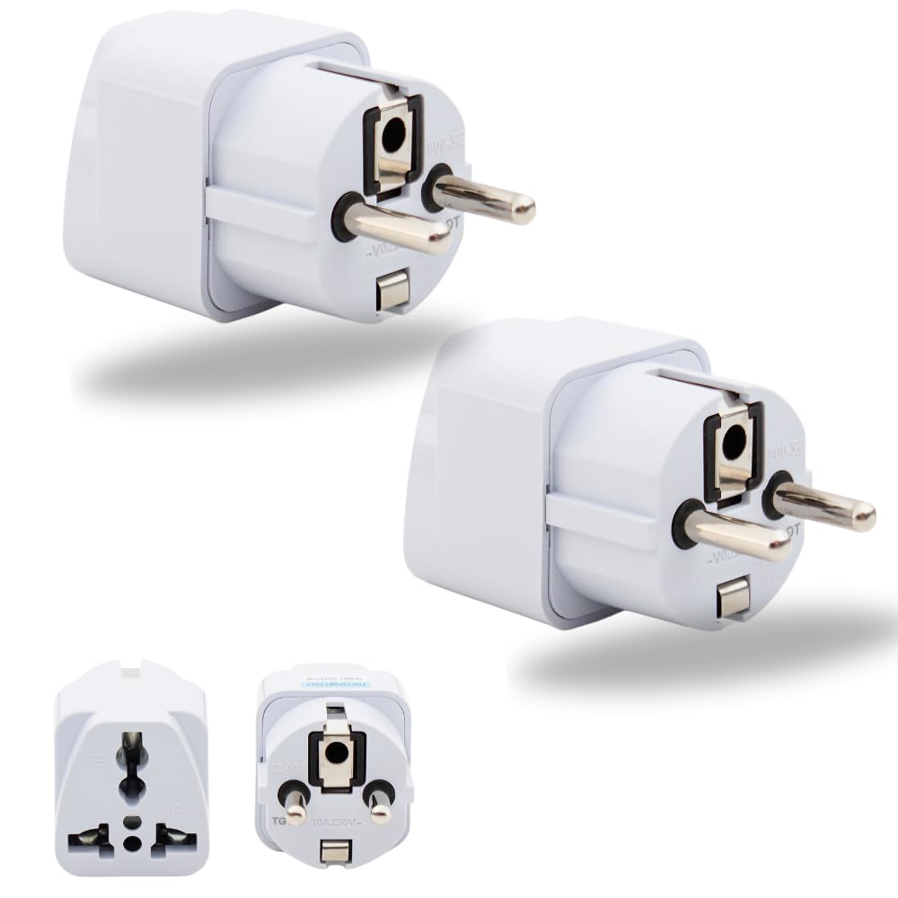 Hi-PLASST India to Europe/Germany Travel Adapter Plug Converter Type E/Type-F Universal Socket 2pin to 3pin Conversion Plug for Austria • France • Europe • Russia (Pack of 2-Germany/Europe Pin)-image-32