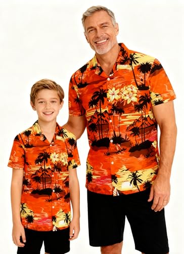 Image of SANGTREE Family Matching Hawaiian Outfits , Casual Beach Travel Clothes ,Vacation Clothing Set for Women & Men & Girls & Boys