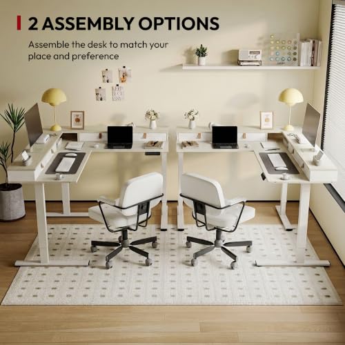 Image of SANODESK 71x63 Electric L-Shaped Corner Standing Desk with 4 Drawers