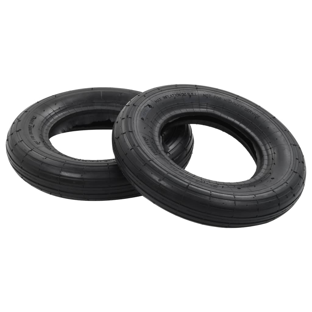 Set di 2 pneumatici per carriola 3.50-8 4PR con camera d'aria, robuste ruote di ricambio per carriola, carrello da trasporto e carrello, diametro 36 cm, portata 120 kg