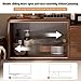 Desk Organizer, Countertop Cabinet with Sliding Glass Doors, Desktop Bookshelf Organizer, Desk Organizers and Accessories for Kitchen, Living Room and Dinning Bedroom Walnut