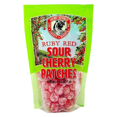Cherry Republic Ruby Red Sour Cherry Candy Patches, 8 oz - Chewy Sour Gummies with Bold Sweet-Tart Flavor - Soft Candy for Seniors & Kids - Classic Favorite Family Snack, Perfect for Sharing & Gifting