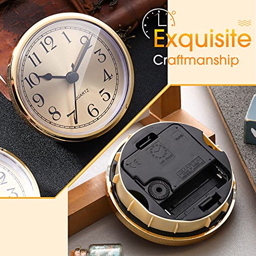 Outus 2 Pack 3-1/2 Inch (90 Mm) Quartz Movement Clock Fit-Up/Insert With Gold Trim And Arabic Numeral, White Face #TOP3