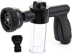 Car Wash Foam Gun, High Pressure Water Garden Hose Nozzle, Soap Foam Sprayer with 8 Adjustable Watering Patterns, Bubble Cleaning Blaster for Vehicle, Plants, Lawn, Patio, Pets Showering (Black)