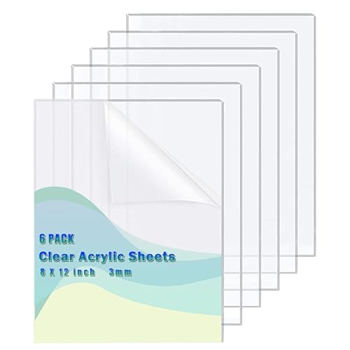 Miniatura 9 de 6 hojas de acrílico transparente, 8 x 10 x 0.08 pulgadas de grosor (alrededor de 0.079 in), panel acrílico transparente, hojas de plexiglás