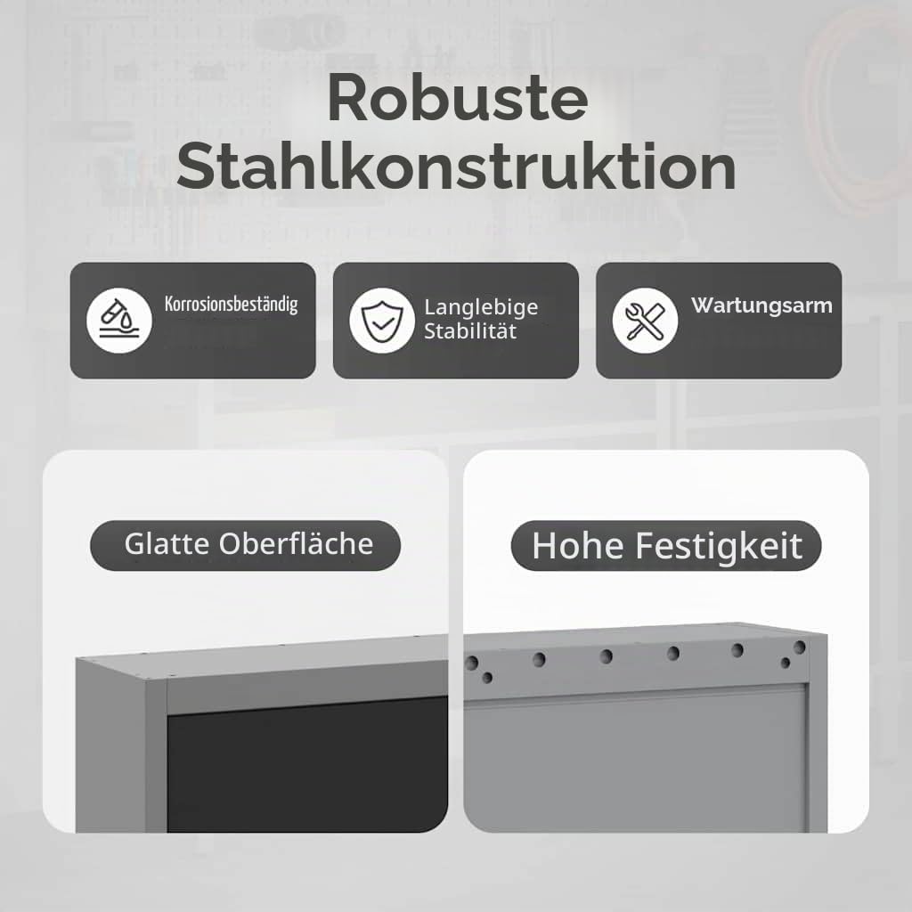 vidaXL Werkzeugschrank mit Regal Schwarz und Grau 50 x 20 x 55 cm