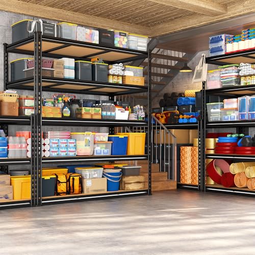 REIBII-3080LBS-Garage-Shelving-for-Warehouse-5-Tier-Heavy-Duty-Shelving-48W-x-24D-x-72H-5-Tier-Adjustable-Shelves-Freestanding-Solid-Steel-Frame-Rust-Resistant-Tool-Free-Easy-Assembly