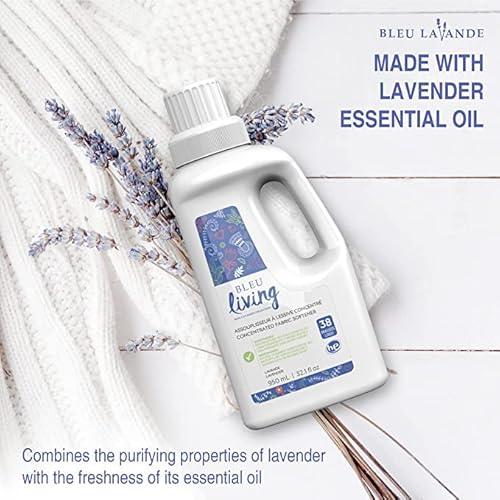 Bleu Lavande - 3-Pack Natural Fabric Softener – Concentrated Lavender Liquid Softener - Biodegradable, Eco-Friendly, Hypoallergenic - Chloride & Phosphate-Free - Aromatherapy - (38 Loads-950 Ml) X3 #TOP3