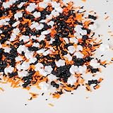 Décors Sucrés Halloween 130g - Vermicelles Comestibles Noir & Orange avec Formes Fantôm...