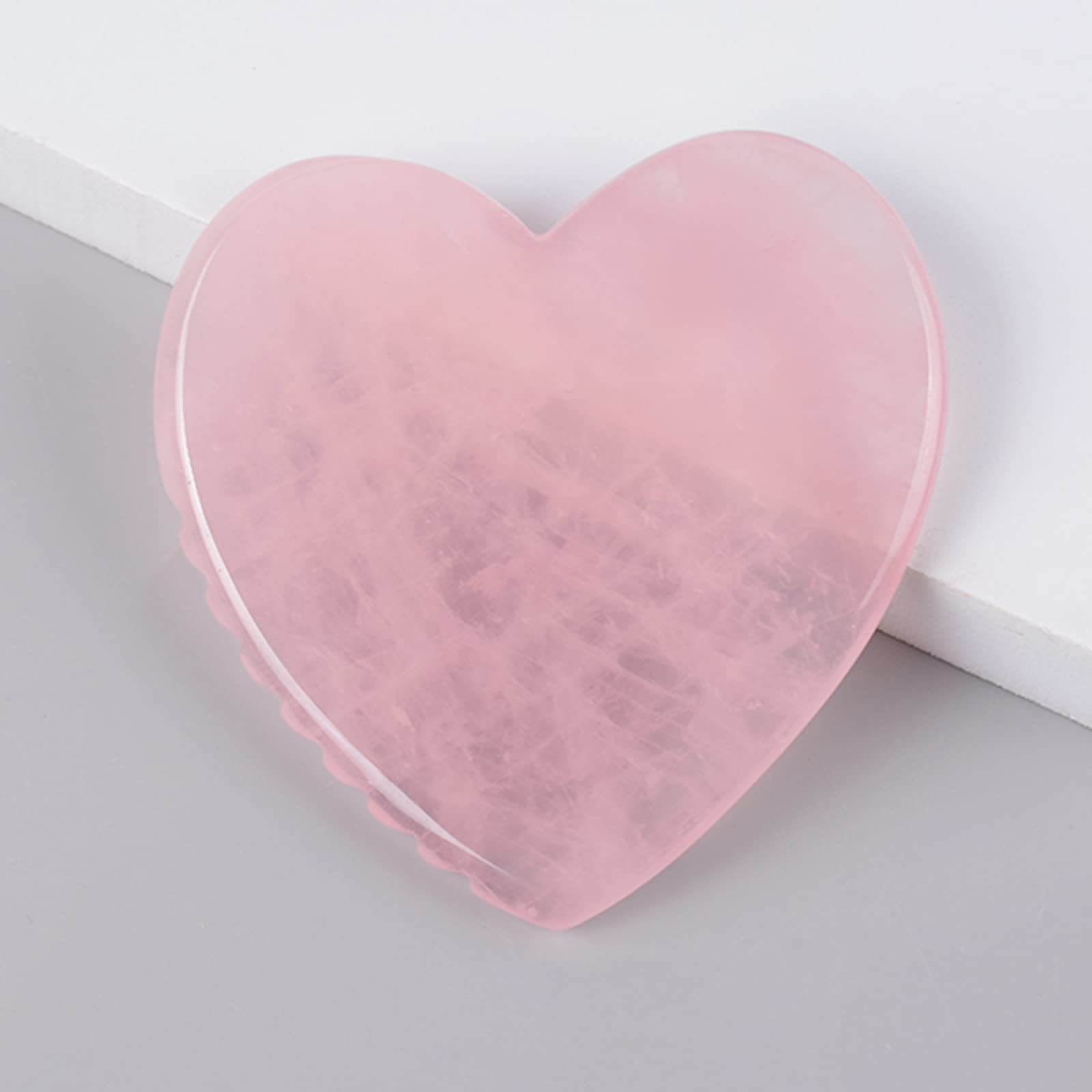 Cuarzo Rosa Natural Amor-Corazón Masaje Diente de Sierra Gua Sha Herramienta Raspado Cuello Cuidado de la Cara Cristal Piedra Salud Masajeador Corporal, 1 Piezas Inicio Colecciones