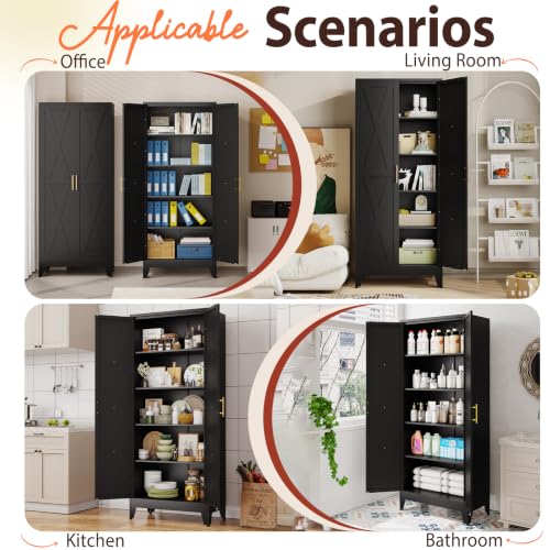 Image of PAOFIN 71 inch H Tall Kitchen Storage Cabinet with Doors