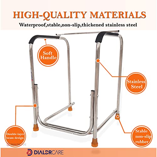Image of DIALDRCARE Stainless Steel Free Standing Toilet Surround Rail Frame for Handicapped Disabled Elderly Patients