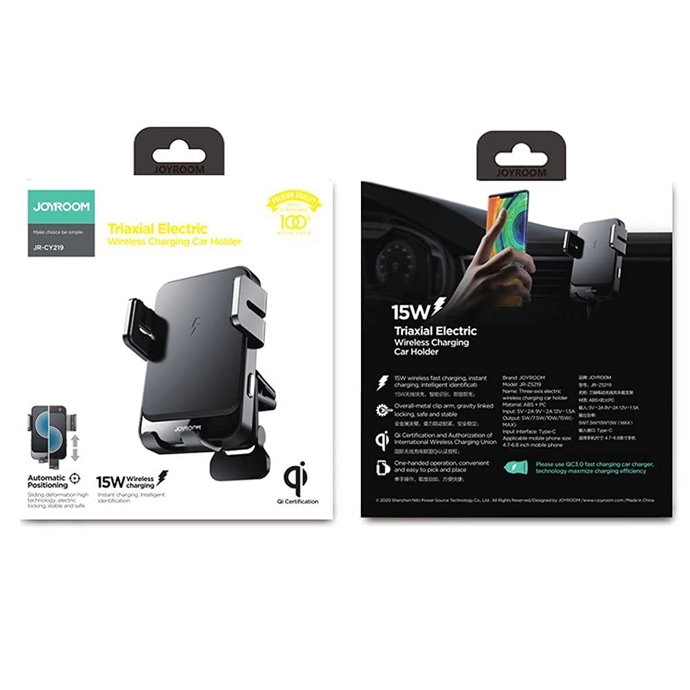 joyroom KFZ Qi Wireless 15 W automatyczna ?adowarka samochodowa elektryczny uchwyt na telefon komórkowy kompatybilny z wentylacj? czarny