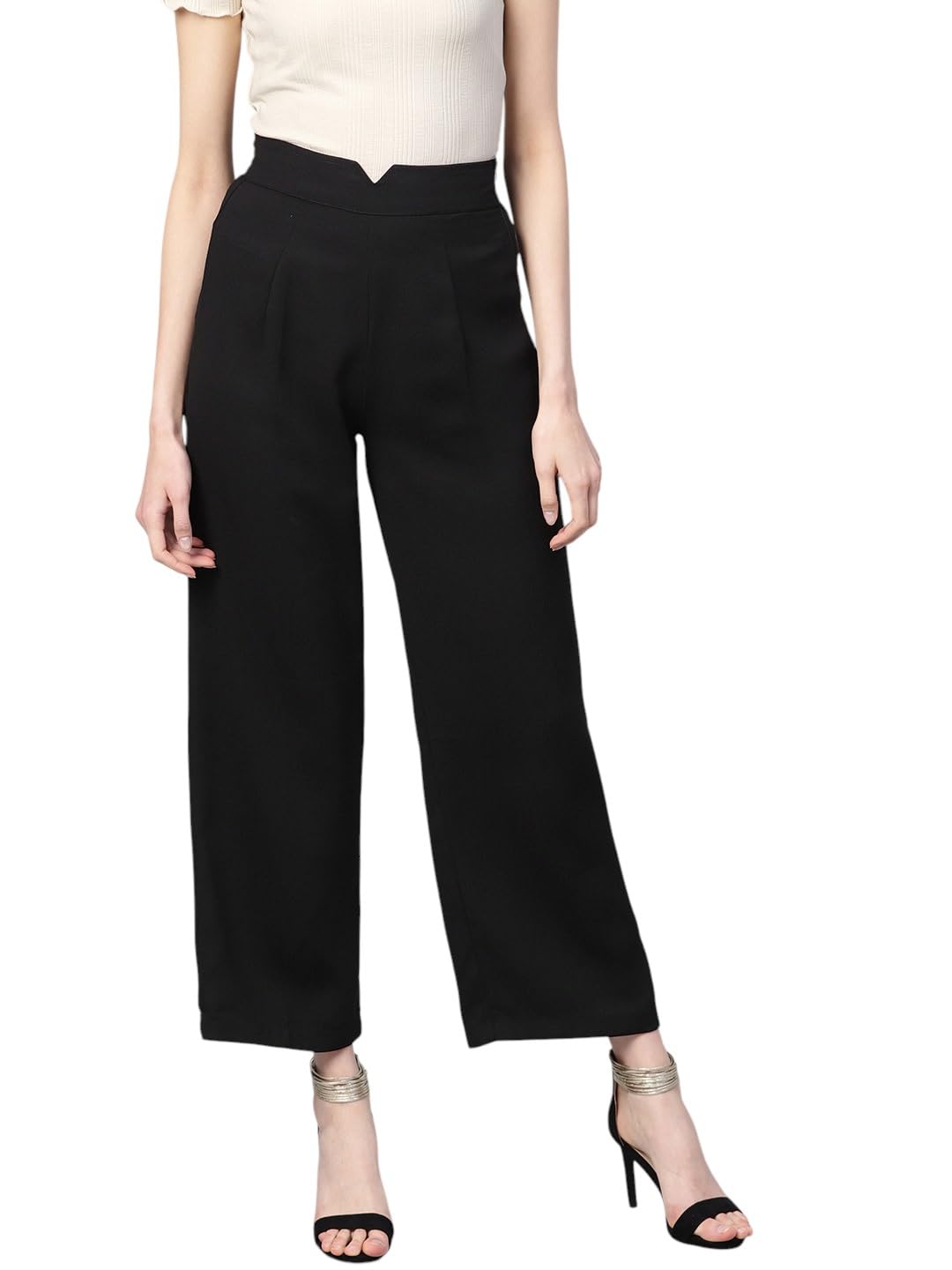 SASSAFRAS Black Wide Leg Trousers in black