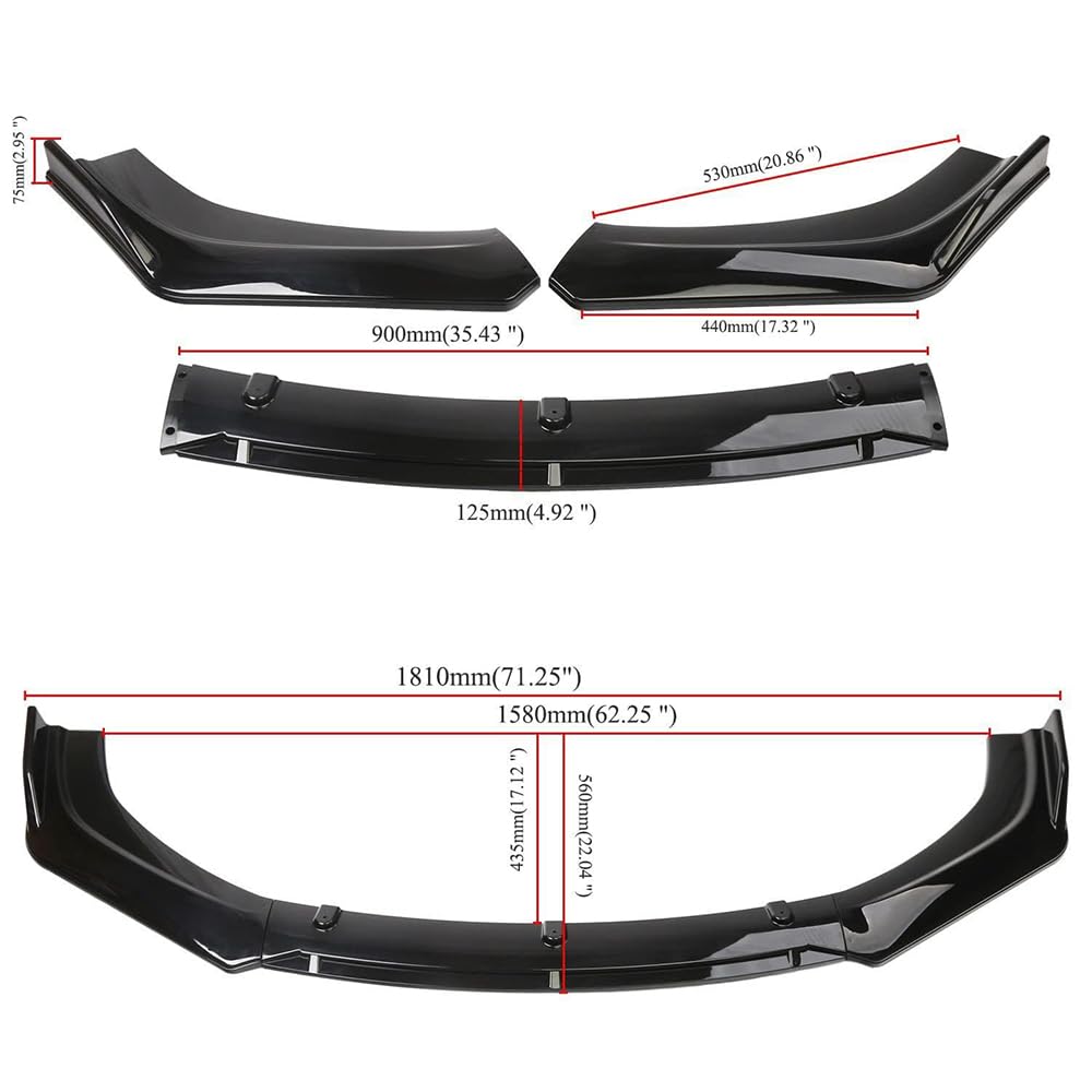 Coche Alerón Delantero, para Volvo XC60 2018-2023 Coche Parachoques Delantero Spoile Difusor Spoiler Labio Protector Coche Accesorios,B