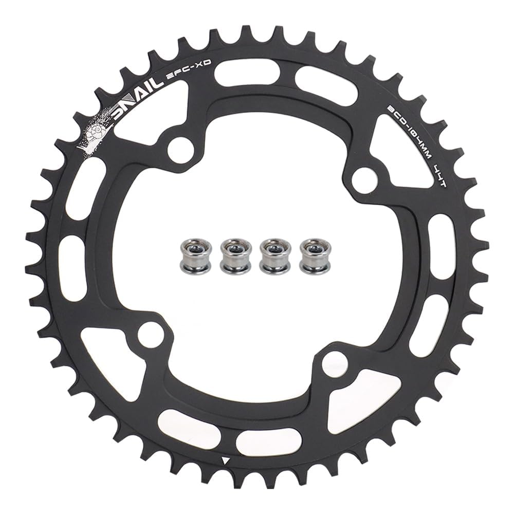 FOMTOR 104 BCD Chainring 44T 7-12 Speed Compatible CNC 7075 Aluminum Narrow Wide Tooth Round Chainrings for MTB/Road Bike Ebike Chainwheel Black