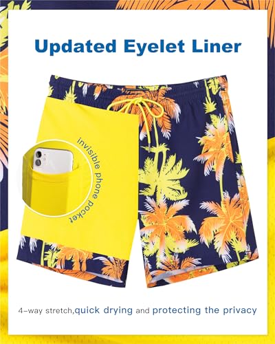 Image of SURF CUZ Mens Swim Trunks with Compression Liner Swim Shorts 7 inch Swimming Trunks Stretch 7 Inch Swim Suits Quick Dry