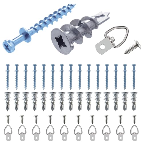 Image of 30Pcs Self-Drilling Metal Wall Anchors and Bear Claw Hanging Screws Kit | 15pcs Sheetrock Anchors, 15pcs Double Headed Bear Claw Picture Hangers for D-Rings, Wire, Keyholes - Hang Pictures, Mirrors