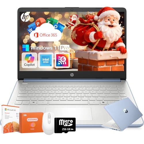 HP 14�C���`�m�[�g�p�\�R���AIntel�v���Z�b�T�[N150�A16GB RAM�A384GB�X�g���[�W(128GB eMMC+256GB MSD)�ACopilot AI�AWindows 11 Pro�AWi-Fi 6�AHD�J�����A1�N�Ԃ�Microsoft 