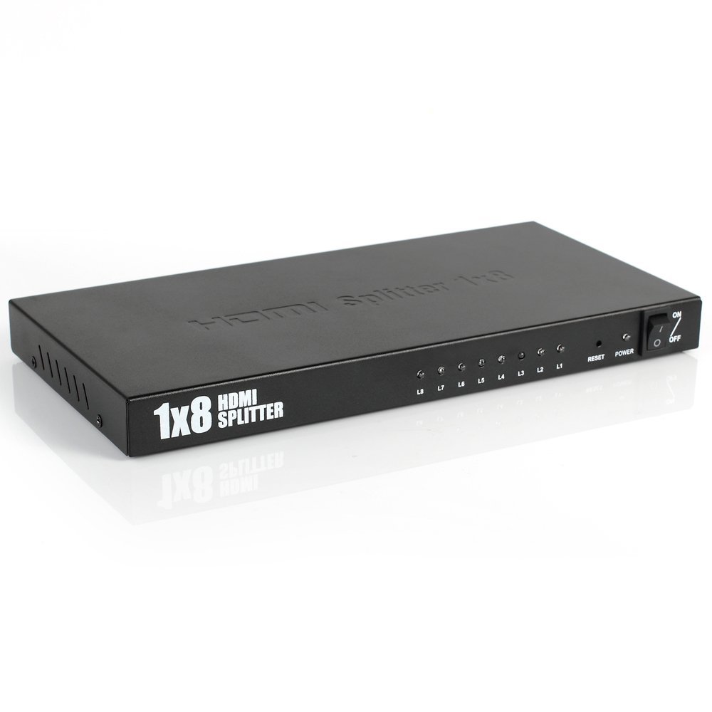 ESYNIC Rozdzielacz HDMI z wtyczką brytyjską, 8-kierunkowy, wysoka prędkość, 1 wejście, 8 wzmacniaczy, obsługa rozdzielczości 3D i HDMI do 4Kx2K/30 Hz, idealny do 3D HDTV SKY HD, PS4, Xbox 360, Elite