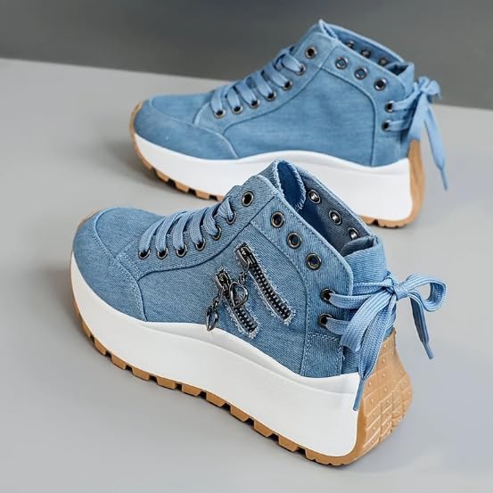 Women's Lightweight High Top Platform Canvas Sneakers Breathable Walking Shoes
