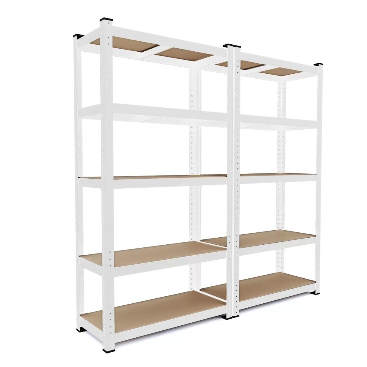 CILVANI set 2 Scaffali In Metallo COLORATI RIPIANI MDF Scaffale Ad Alta Portata Fino a 875 kg Con 5 Ripiani Regolabili 180 x 90 x 40 cm (BIANCO)