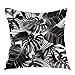 Housse de coussin décorative en forme de feuilles de palmier - 45,7 x 45,7 cm - Noir et blanc