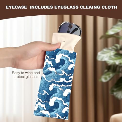 Image of Anikathy 2Pcs Sunglass Eyeglass Glasses Case Soft PU Leather with Cleaning Cloth Cute Glasses Pouch Bag for Men Women Girs