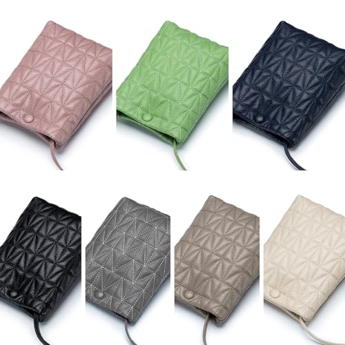 Genuine Leather Soft Quilted Phone Crossbody Small Purse, Shoulder Card Slot Pocket Wallet Bag Bling Rhinestone Key Ring2