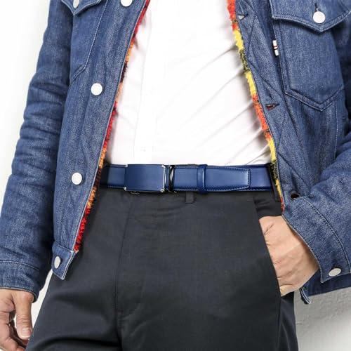 Image of DOOPAI Men's Leather Ratchet Belt, 1 3 /8 inch Wide, Cut-to-Fit | 1 /5 inch micro-adjust fit, trim-to-fit leather strap and smooth auto-lock buckle for dress, business, jeans and gift-ready wear